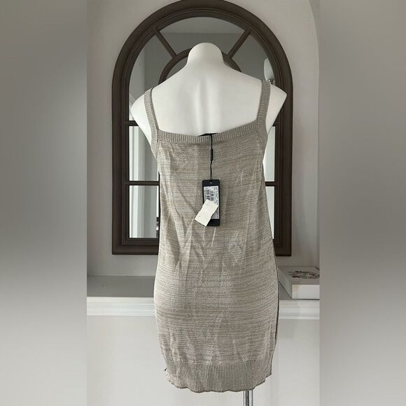 Dolce & Gabbana (Made in Italy) Knit Top, Metallic Tan Silver, NWT, Size 48 - Picture 5 of 9